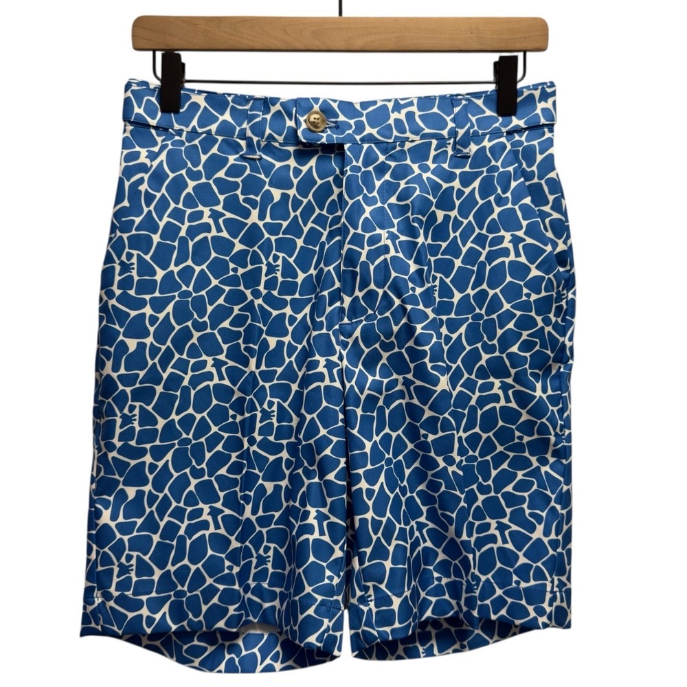 Loudmouth Men's Size 28 Blue/White Giraffe Print 9" Inseam Heritage Golf Shorts